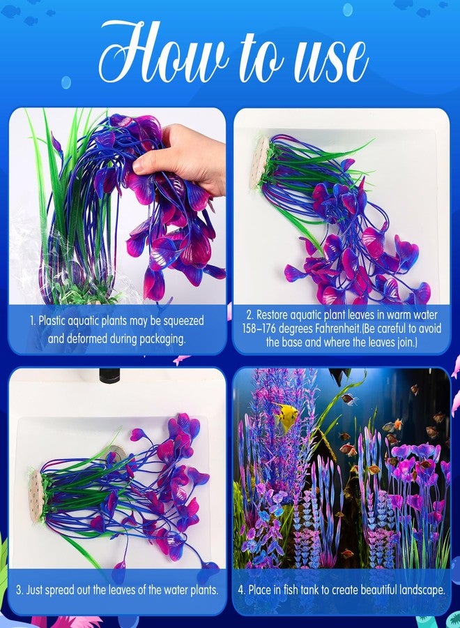 FineCheer 10 Pcs Large Christmas Aquarium Artificial Plants Decorations, Tall Plastic Fish Tank Plant Decorations for Household and Office Aquarium Christmas Decor(Purple) - Image 5